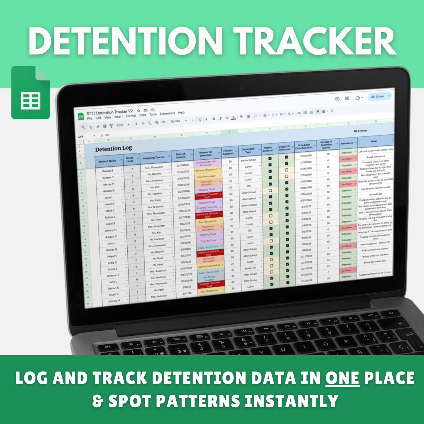 Detention Tracker & Discipline Log | Totals & Profiles