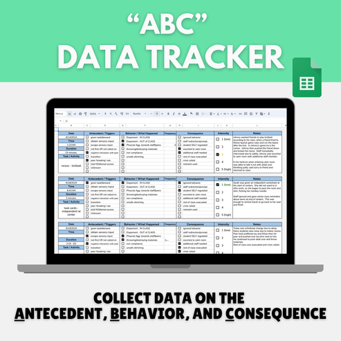 ABC Data Tracker | Editable Behavior Data Sheet for Special Ed – Sheets ...