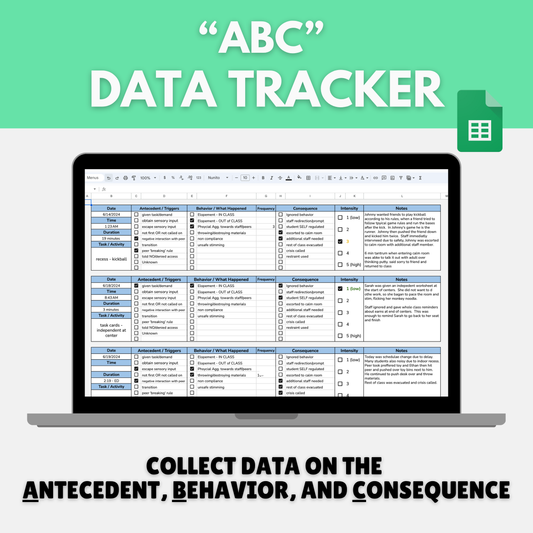 ABC Data Tracker | Editable Behavior Data Sheet for Special Ed