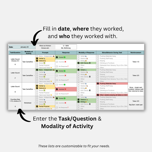 Prompting & Response Data Tracker | For Students with Limited Language