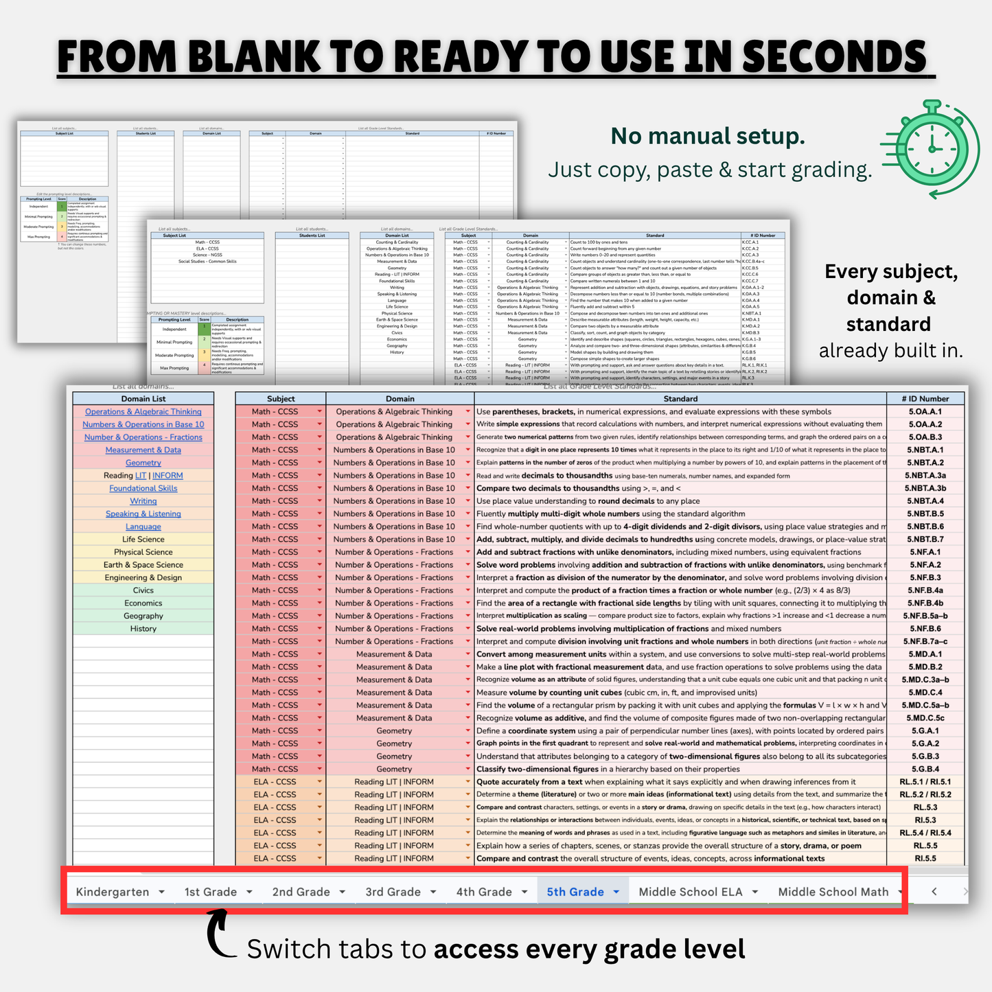Standards-Based Gradebook (Gradebook + K-8 Standards)