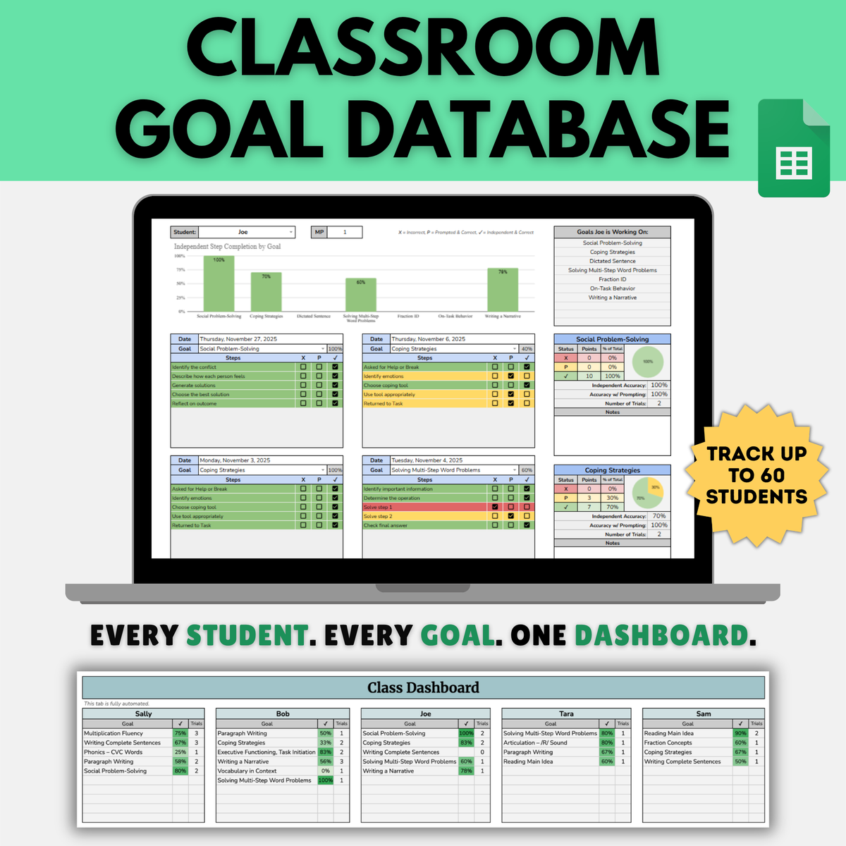 Classroom Goal Database | Multi-Student Progress Monitoring Made Simple
