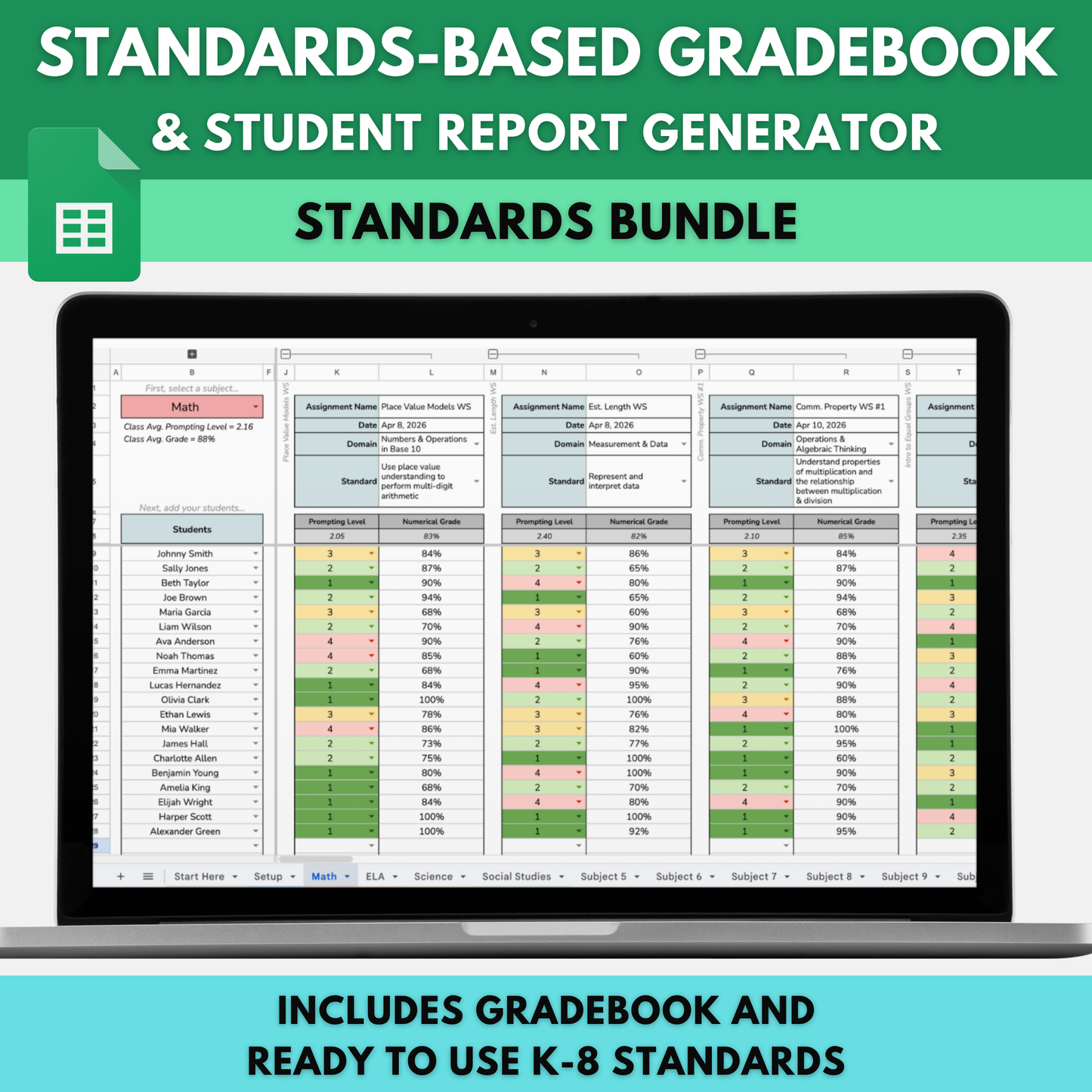 Standards-Based Gradebook (Gradebook + K-8 Standards)