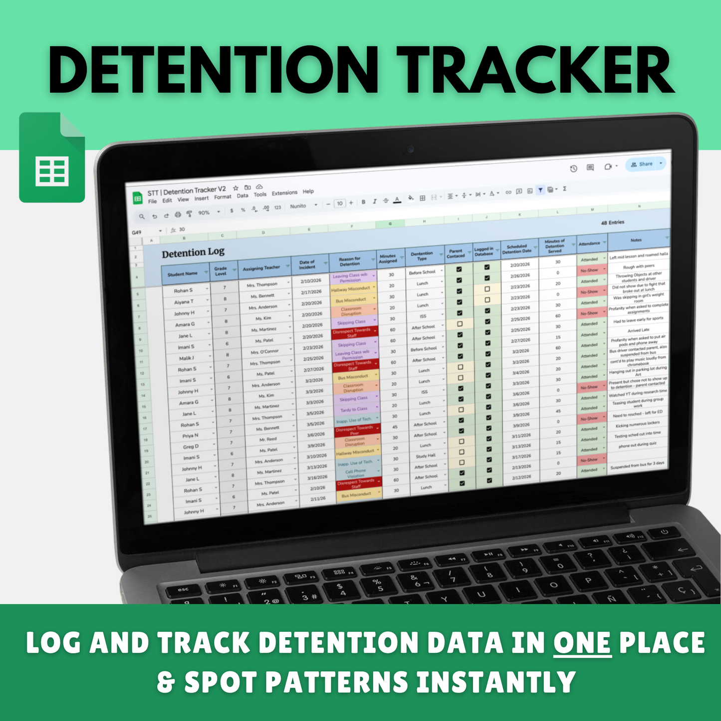Detention Tracker & Discipline Log | Totals & Profiles