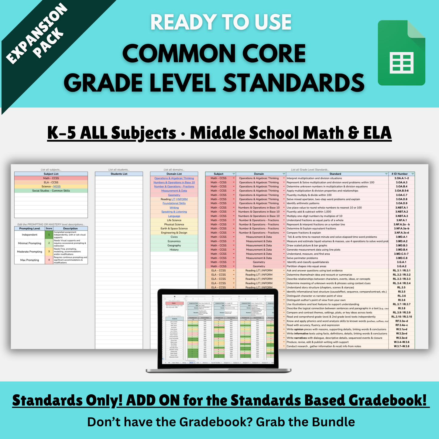 Standards-Based Report Card Expansion Pack: Common Core Standards for K–8