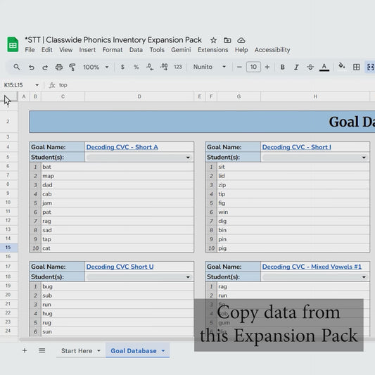Goal Database Expansion Pack: Phonics Inventory (Decoding & Encoding Goals)